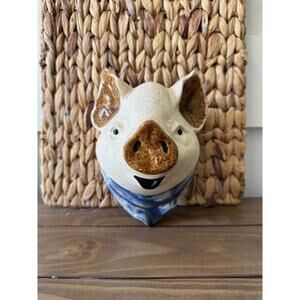 Vintage Ceramic Pig Planter Wall Decor Farmhouse Pottery